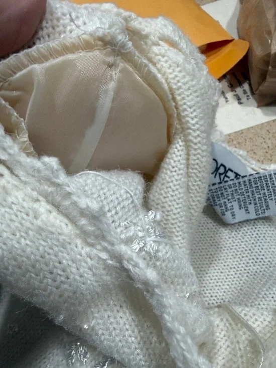 Vintage 80s/90s Koret Ivory Sweater 3D Floral Pearl Bead Embroidery Sz M - Picture 12 of 12